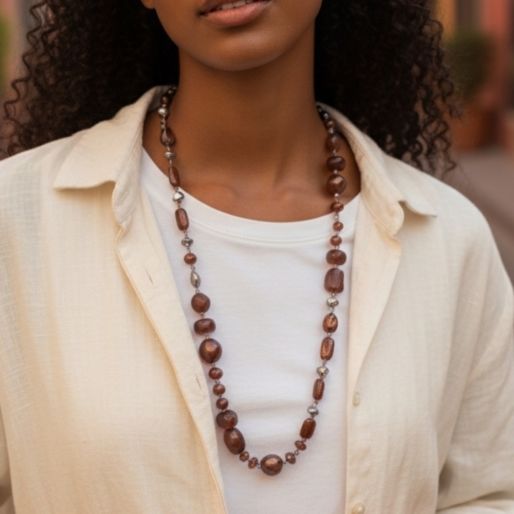 Paparazzi Brown Beaded Necklace & Earring Set